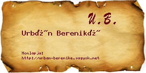 Urbán Bereniké névjegykártya